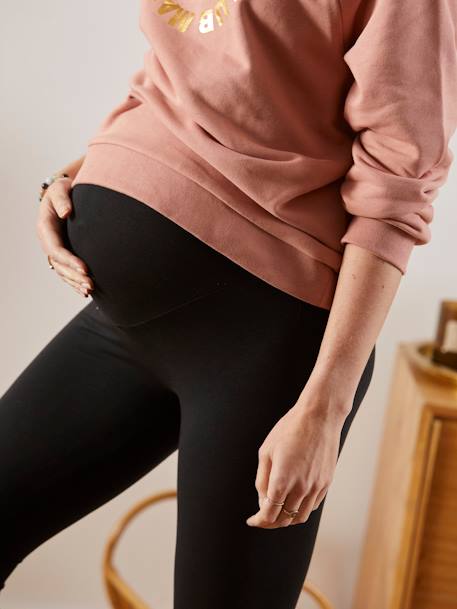 Pack of 2 Leggings in Stretch Jersey Knit for Maternity BLACK DARK SOLID 