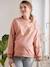 Fleece Sweatshirt with Message, Maternity & Nursing Special PINK DARK SOLID 