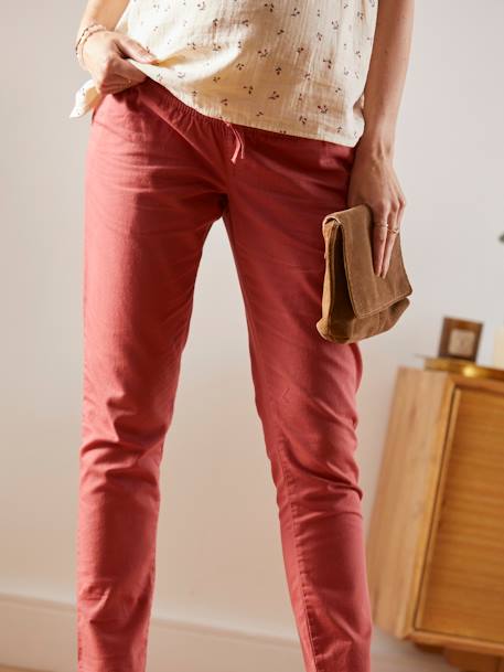 Chino Trousers for Maternity RED MEDIUM SOLID 