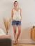 Denim Shorts with Seamless Belly-Band for Maternity BLUE DARK WASCHED 
