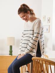 Maternity-Knitwear-Striped Jumper with Side Slits, Maternity & Nursing