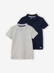 Boys-Tops-Set of 2 Piqué Knit Polo Shirts for Boys