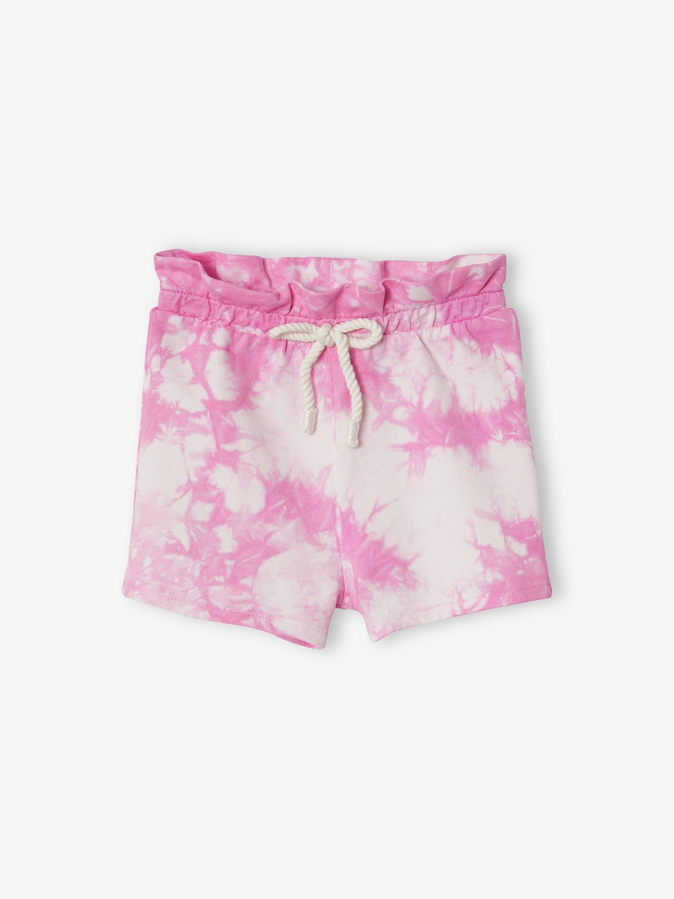Tie-Dye Fleece Shorts for Babies - pink medium solid, Baby | Vertbaudet