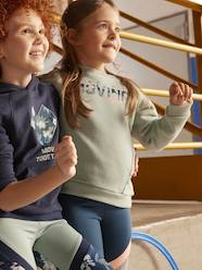Girls-Cardigans, Jumpers & Sweatshirts-Sports Sweatshirt with Round Neckline, "Keep moving together", for Girls