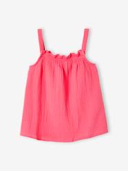 Girls-Blouses, Shirts & Tunics-Strappy Blouse in Cotton Gauze, for Girls