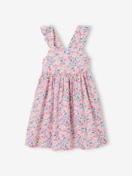 Girls-Floral Dress with Ruffle on the Straps, for Girls