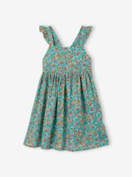 Girls-Dresses-Floral Dress with Ruffle on the Straps, for Girls