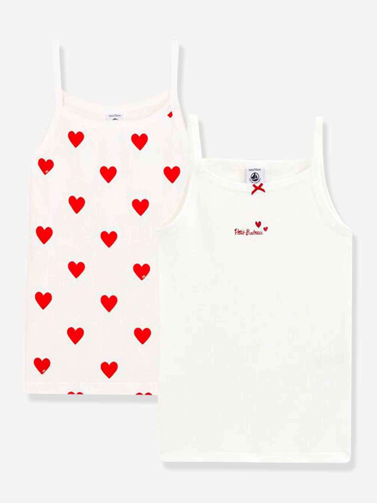 Strappy Cotton Vests with Hearts