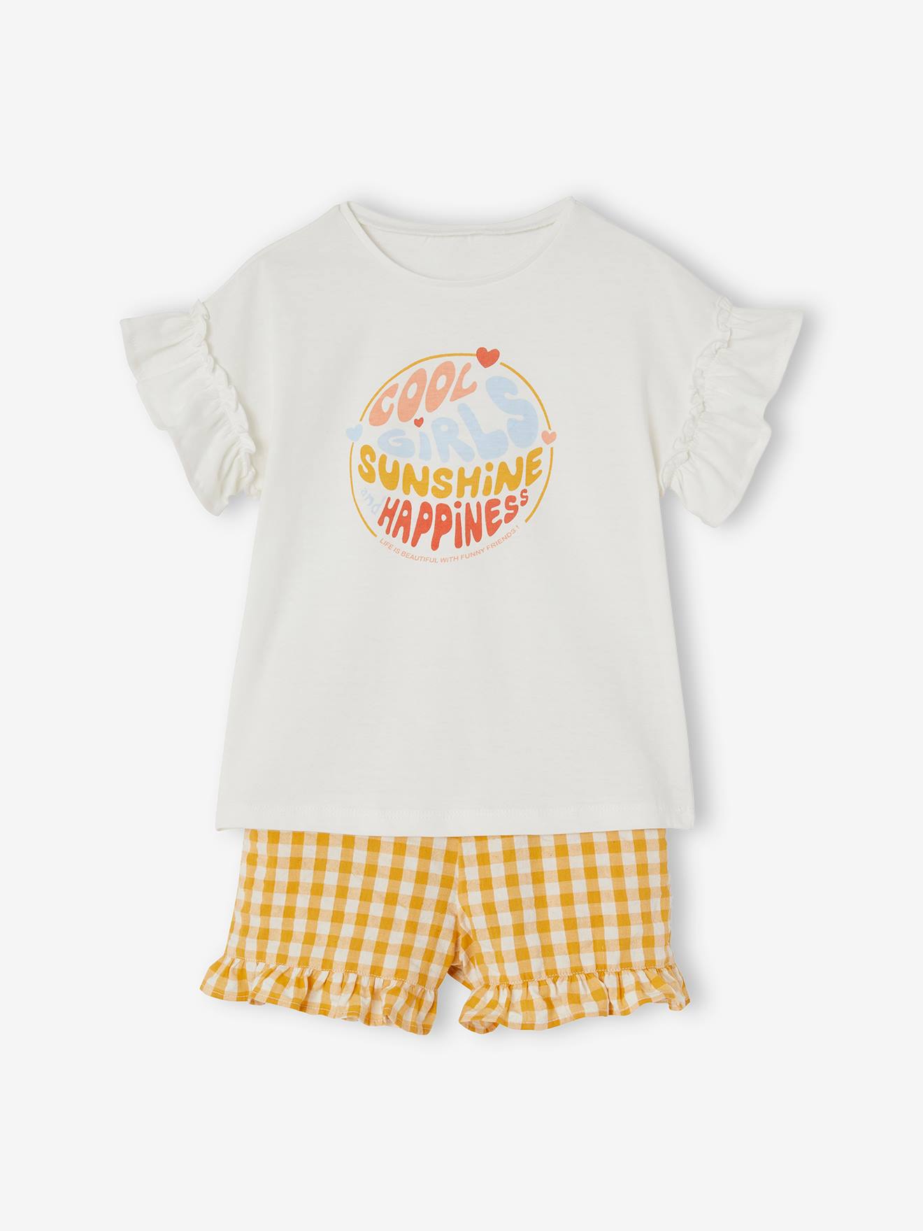 T-Shirt & Gingham Shorts Ensemble