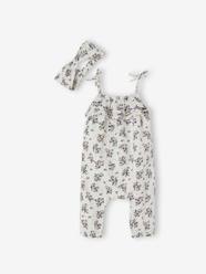 Baby-Dungarees & All-in-ones-Printed Jumpsuit & Hairband for Babies
