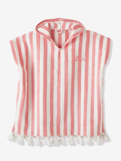 Rose in April Suzon Kids Bath Poncho - Light Pink Striped