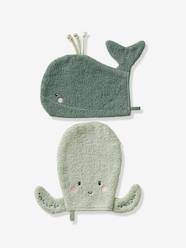 Bedding & Decor-Bathing-Bath Capes-Pack of 2 Bath Mitts, Under the Ocean
