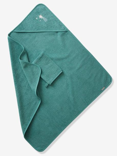 Bath Cape + Bath Mitt BLUE DARK SOLID WITH DESIGN+BLUE MEDIUM SOLID+GREEN DARK SOLID WITH DESIGN+GREEN MEDIUM SOLID+PINK DARK SOLID+PINK LIGHT SOLID+WHITE MEDIUM SOLID WITH DESIGN+YELLOW MEDIUM SOLID 