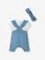 3-Piece Combo: Dungarees, Bodysuit & Hat for Babies BLUE LIGHT WASCHED 