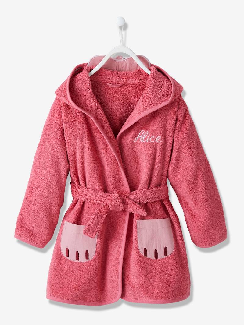 Cat Bathrobe for Children dark pink, Bedding & Decor Vertbaudet