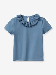 Girls-Tops-T-Shirt with Lace Collar in Organic Cotton for Girls, by CYRILLUS