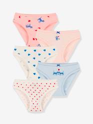 Girls-Underwear-Knickers-Pack of 5 Fancy Cotton Briefs, for Girls - Petit Bateau