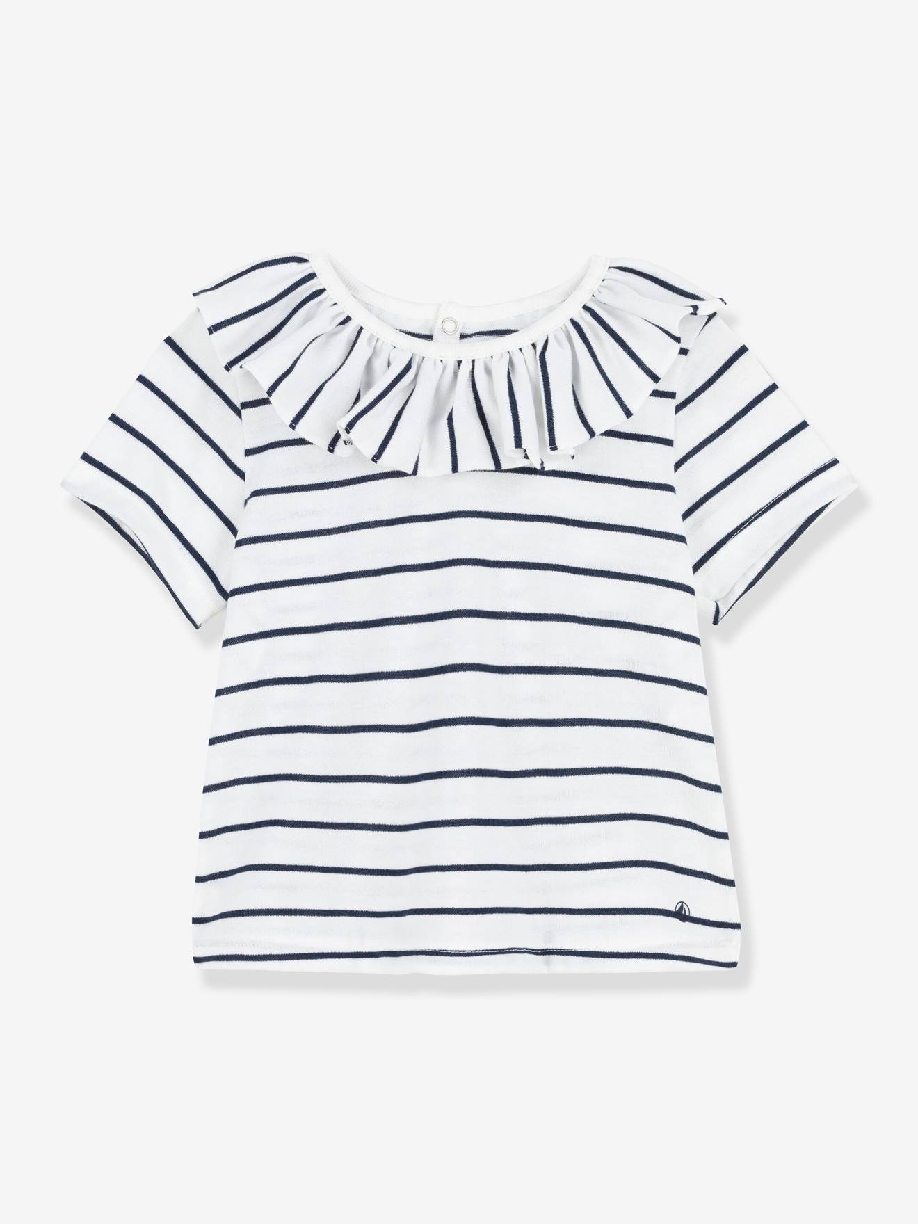Striped Short Sleeve Blouse in Jersey Knit for Babies