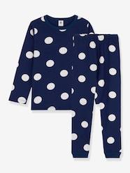 Girls-Nightwear-Long Sleeve Dotted Pyjamas in Organic Cotton for Children, by Petit Bateau