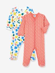 Baby-Pyjamas-Pack of 2 Sleepsuits with Floral Print, in Organic Cotton, for Babies, by Petit Bateau
