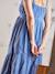 Cotton Gauze Dress with Thin Straps, Maternity & Nursing Special BLUE LIGHT SOLID 