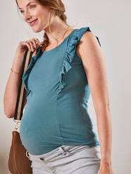 Maternity-T-shirts & Tops-Sleeveless Ruffled Top, Maternity & Nursing Special