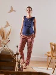 Maternity-Trousers-Printed, Fluid Trousers in Viscose, for Maternity