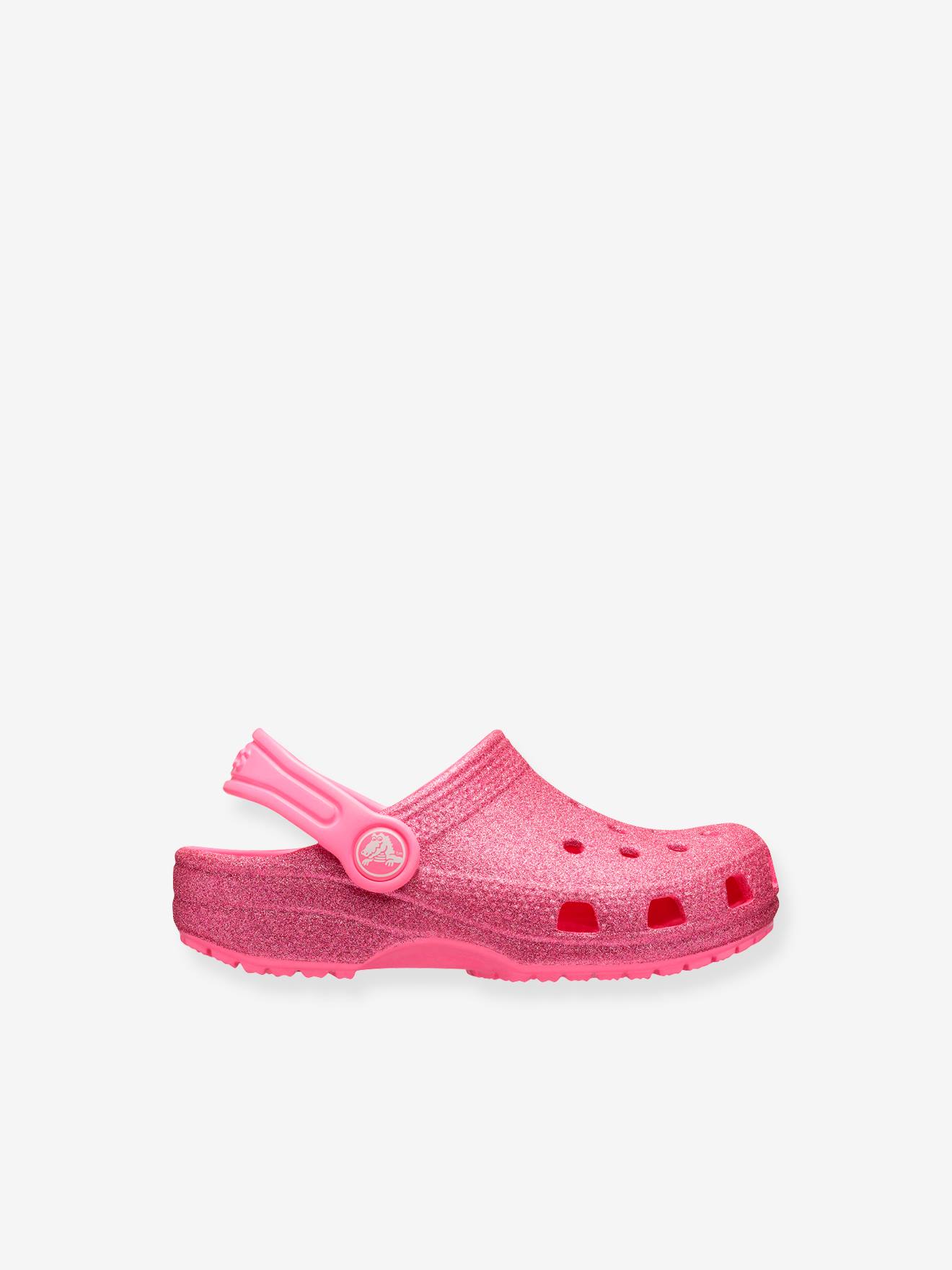 Pink sparkle hot sale crocs