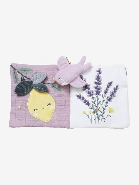 Activity Book in Cotton Gauze, Sweet Provence PURPLE MEDIUM SOLID WITH DESIG 