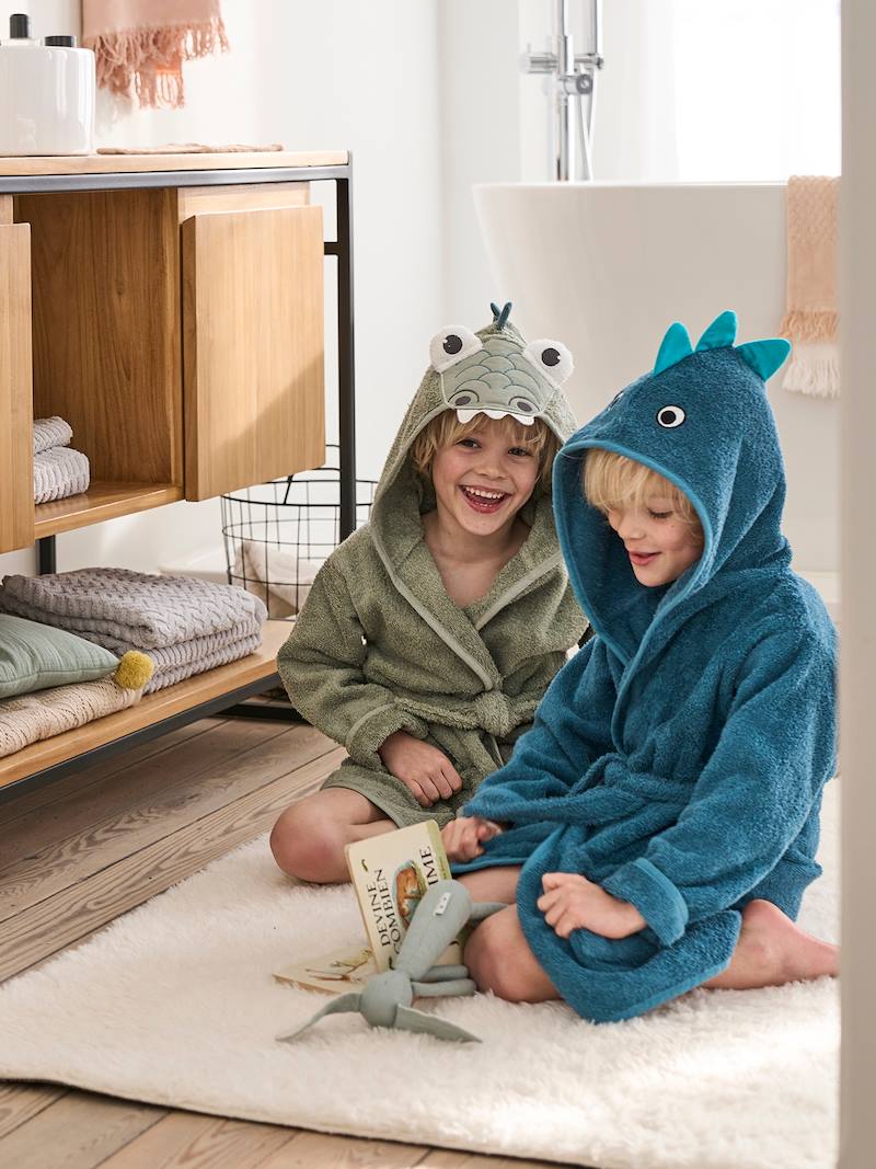 Dinosaur Bathrobe for Babies blue, Bedding & Decor Vertbaudet