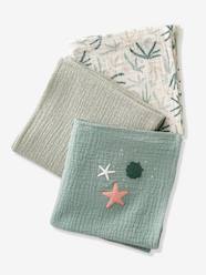 Nursery-Changing Mats-Pack of 3 Cotton Gauze Muslin Squares, Under the Ocean