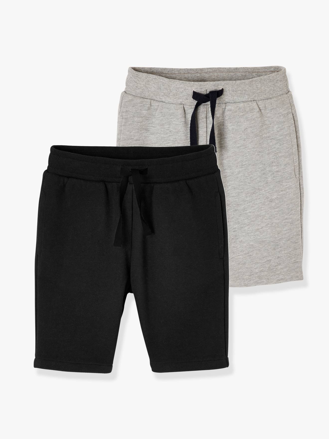 Pack of 2 Fleece Bermuda Shorts for Boys black