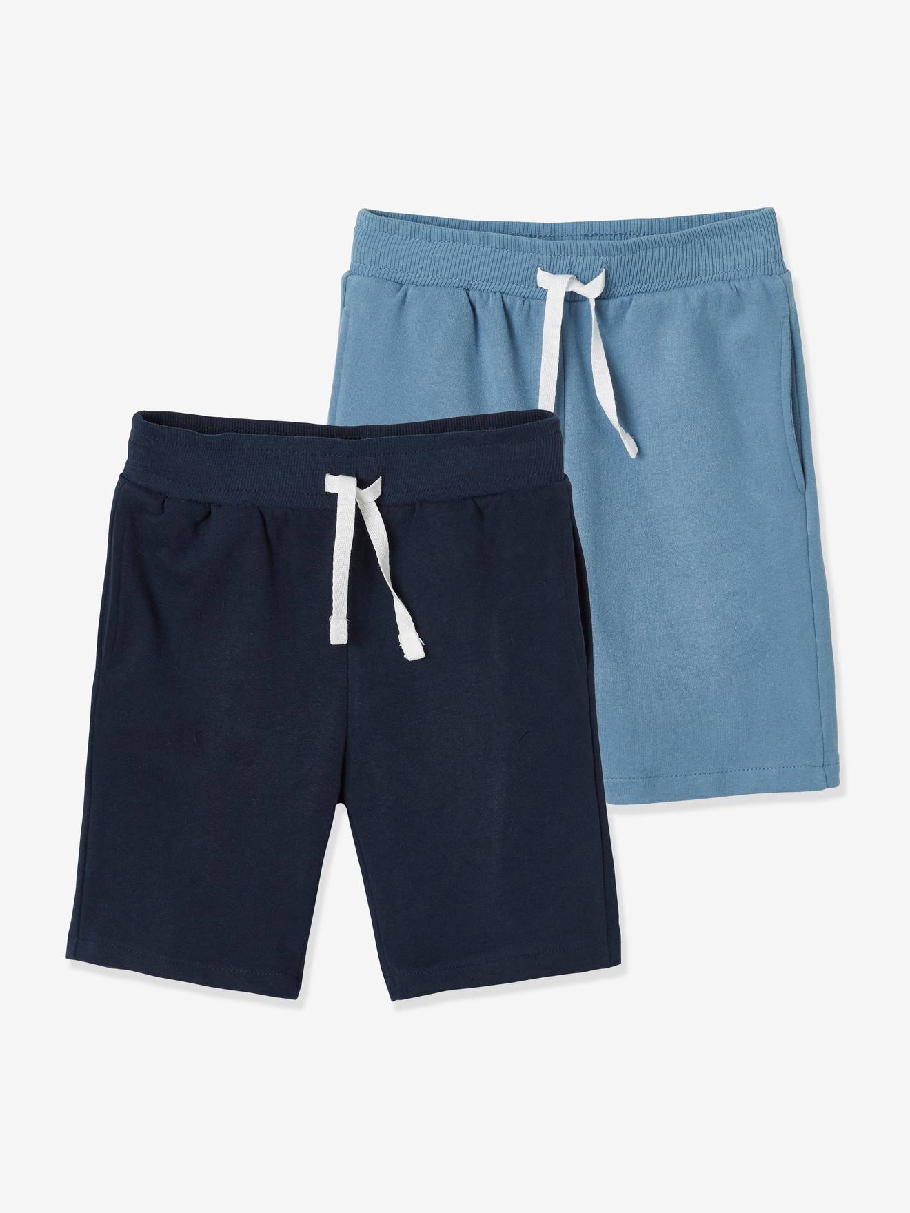 Pack of 2 Fleece Bermuda Shorts for Boys dark blue