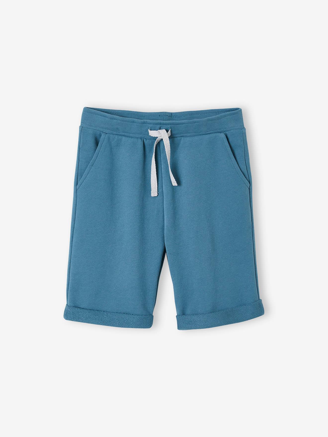 Boys’ Fleece Bermuda Shorts blue medium solid with design