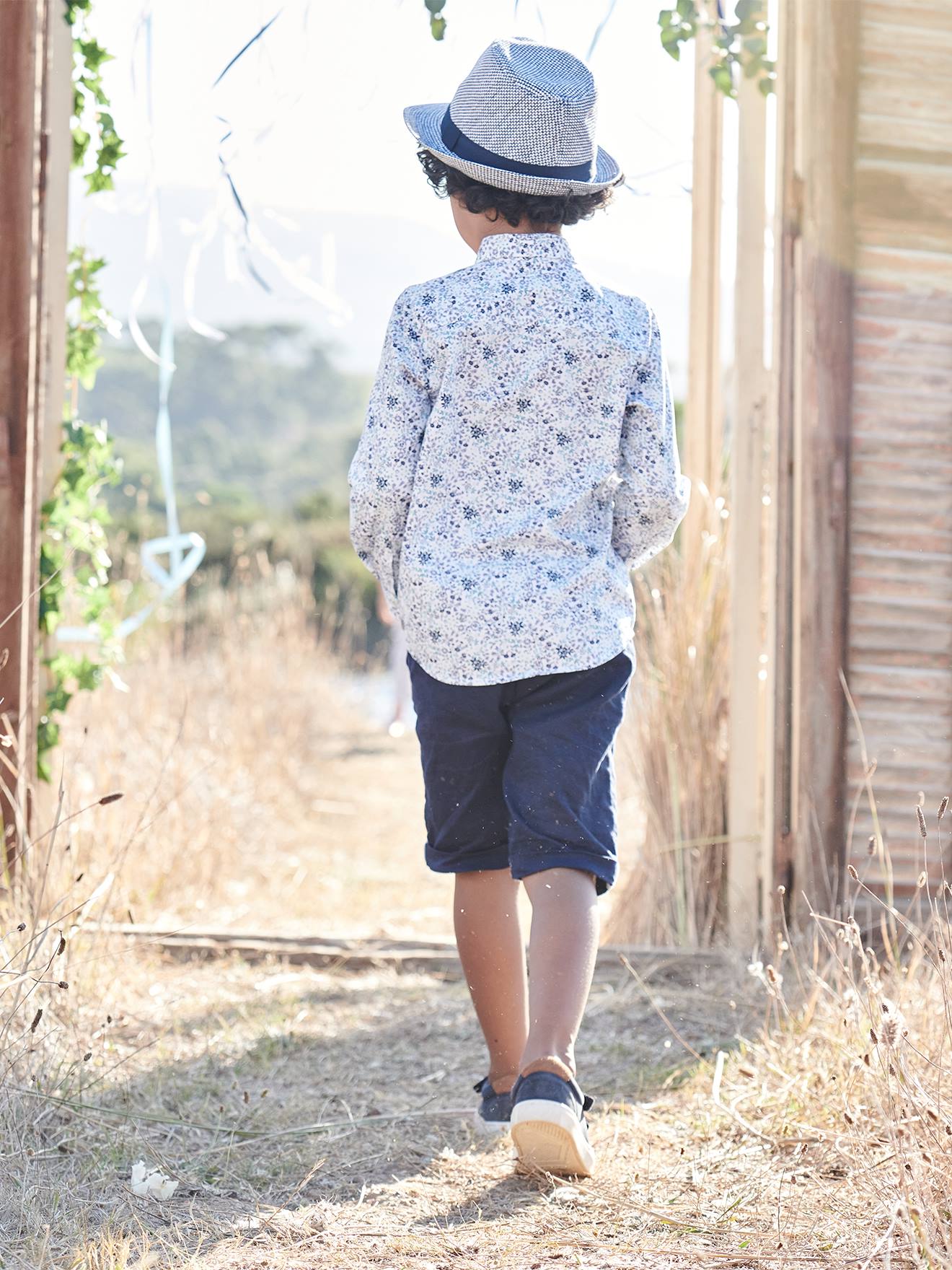 Bermuda Shorts in Cotton Linen for Boys dark blue