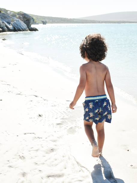 Printed Swim Shorts for Boys BLUE DARK ALL OVER PRINTED 