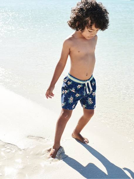 Printed Swim Shorts for Boys BLUE DARK ALL OVER PRINTED 
