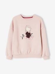 Girls-Cardigans, Jumpers & Sweatshirts-Sweatshirts & Hoodies-Sports Sweatshirt, Yoga Motif with Fancy Iridescent 3D Details, for Girls