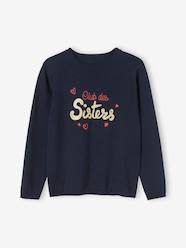 Girls-Cardigans, Jumpers & Sweatshirts-Jumpers-Top with Message & Iridescent Inscription in Relief, for Girls