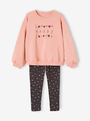 Girls-Cardigans, Jumpers & Sweatshirts-Sweatshirts & Hoodies-Sweatshirt with Iridescent Motif + Leggings Combo for Girls