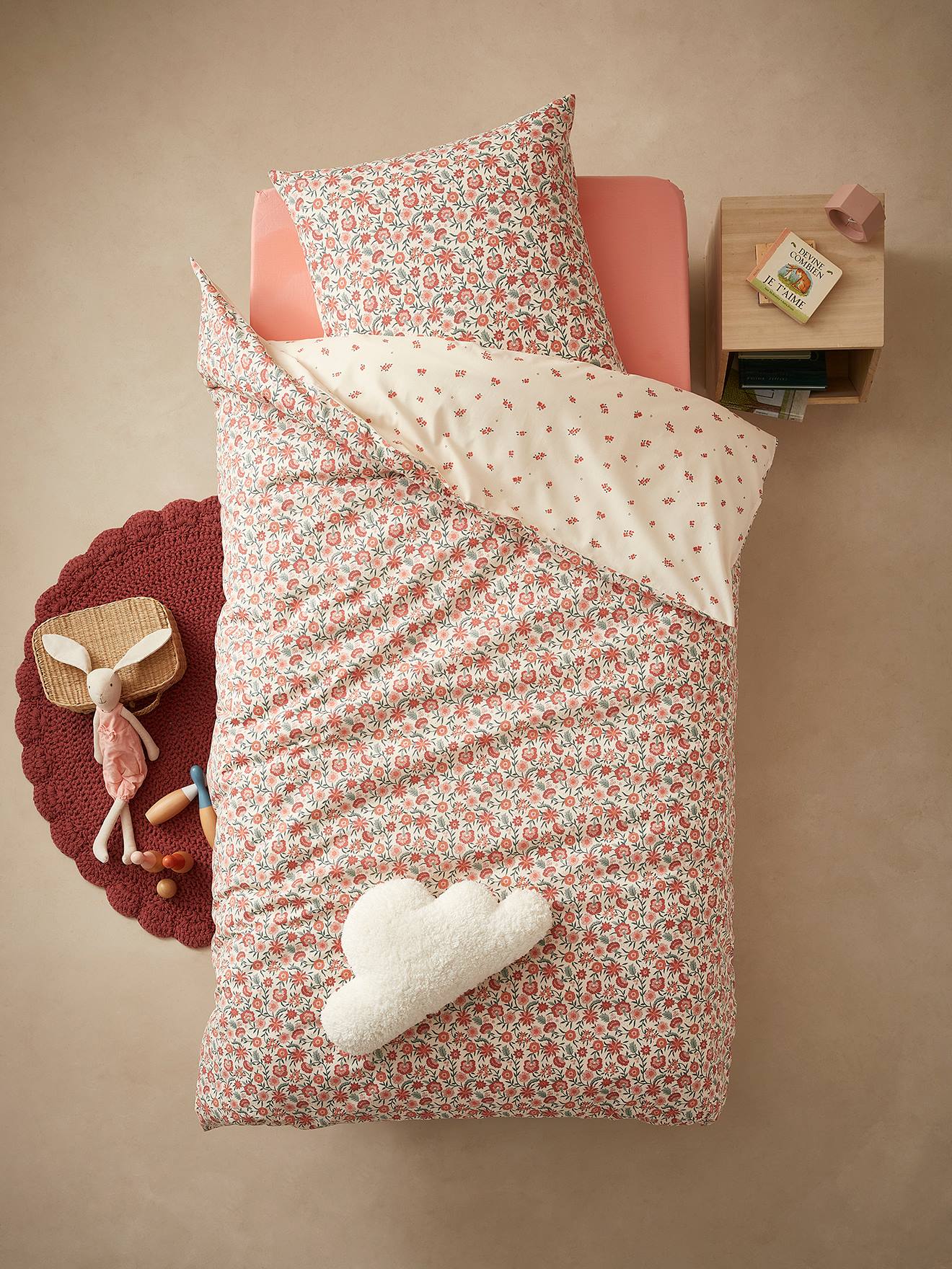 Duvet Cover & Pillowcase Set for Children, Gipsy beige medium all over printed