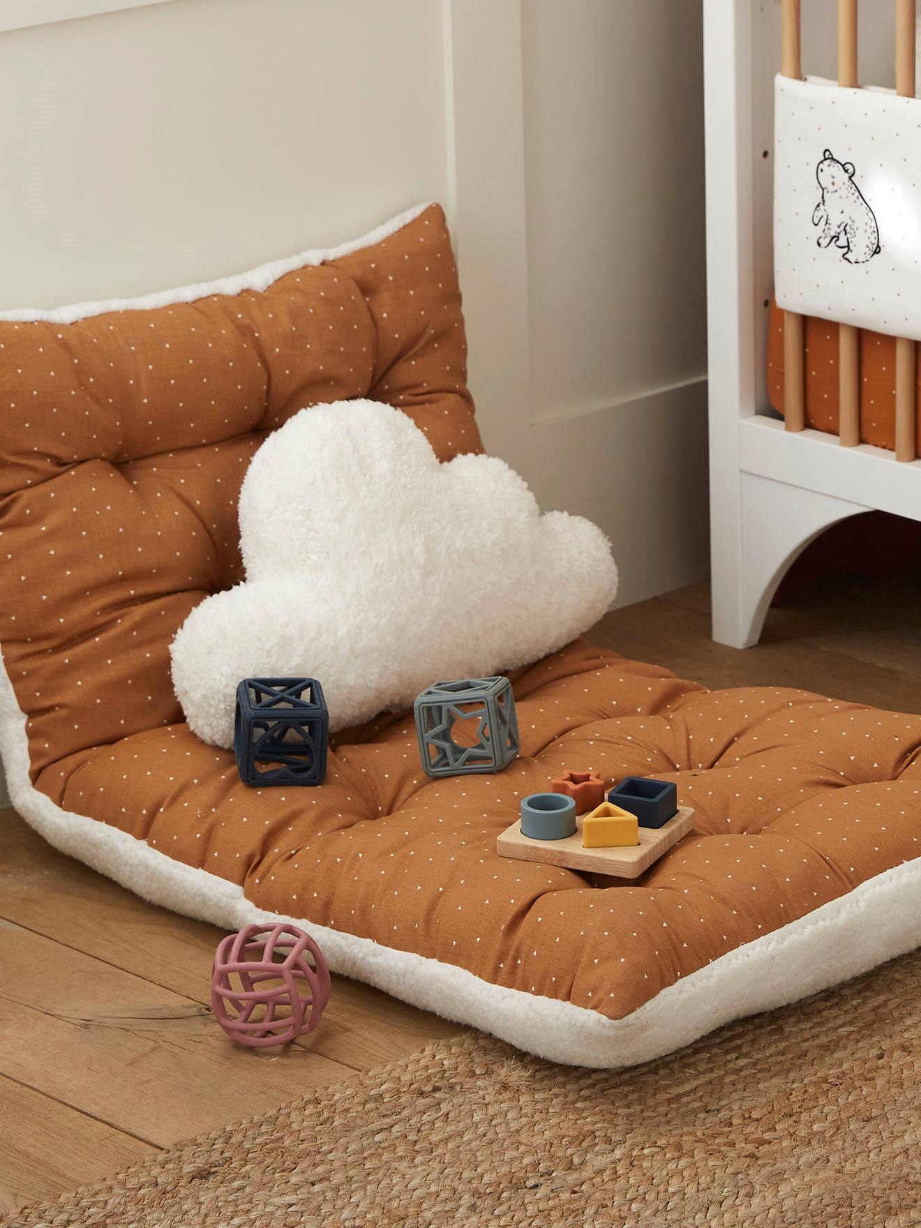 Cloud Cushion, in Sherpa Fabric - beige light solid, Bedding & Decor | Vertbaudet
