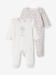Baby-Pyjamas-Pack of 2 Velour Sleepsuits for Baby Girls