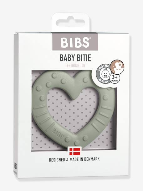 Baby Bitie Heart Teether by BIBS rose+sage green 