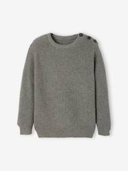 Boys-Cardigans, Jumpers & Sweatshirts-Fancy Knit Jumper with Buttoned Shoulder for Boys