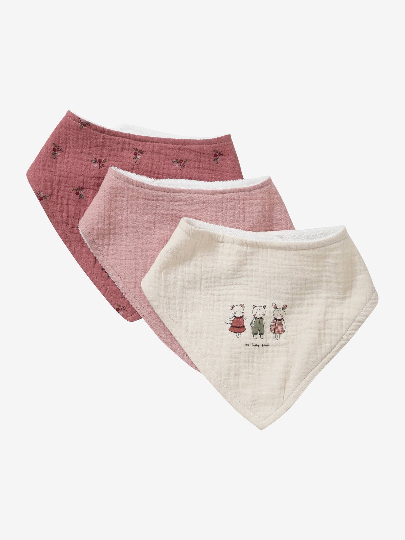 Bandana-Style Bibs in Terry Cloth & Cotton Gauze medium solid