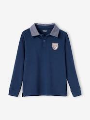 Boys-Tops-Polo Shirt with Chambray Collar + Patch, for Boys