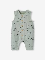 Baby-Dungarees & All-in-ones-Jumpsuit for Newborn Baby Boys in Embroidered Cotton Gauze