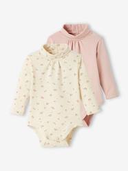 Pack of 2 Long Sleeve Bodysuits with High Neck, for Babies