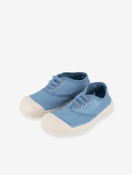 Cotton Canvas Trainers with Laces for Kids, by BENSIMON® denim blue+khaki+navy blue+white 